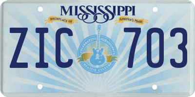 MS license plate ZIC703