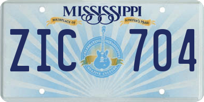 MS license plate ZIC704