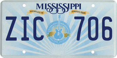 MS license plate ZIC706