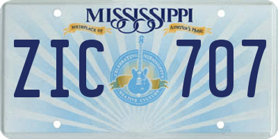 MS license plate ZIC707