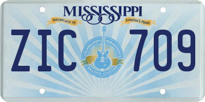 MS license plate ZIC709