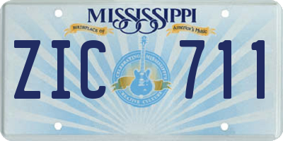 MS license plate ZIC711