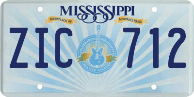 MS license plate ZIC712