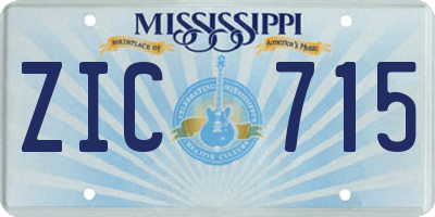 MS license plate ZIC715