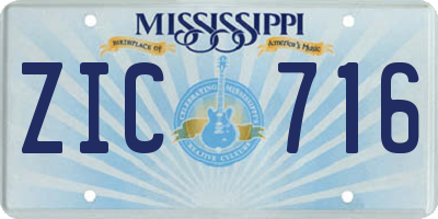 MS license plate ZIC716