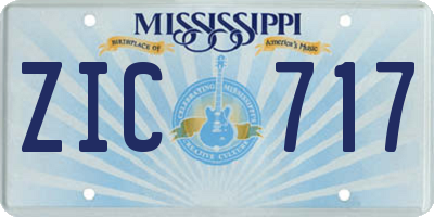 MS license plate ZIC717