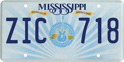 MS license plate ZIC718