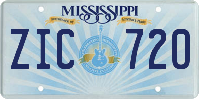 MS license plate ZIC720