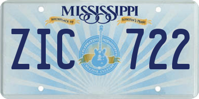 MS license plate ZIC722