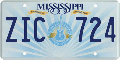 MS license plate ZIC724