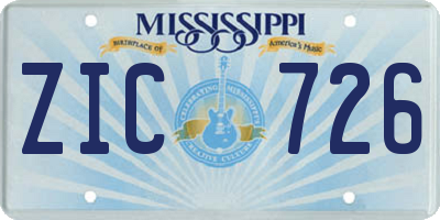 MS license plate ZIC726