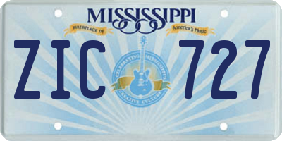 MS license plate ZIC727