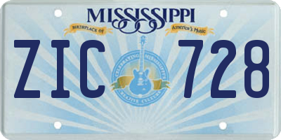 MS license plate ZIC728