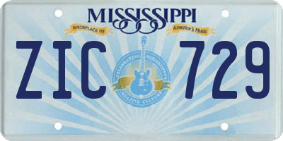 MS license plate ZIC729