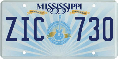 MS license plate ZIC730