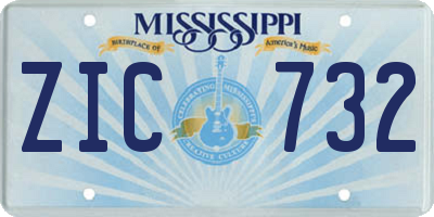 MS license plate ZIC732