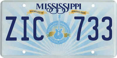 MS license plate ZIC733