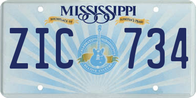 MS license plate ZIC734