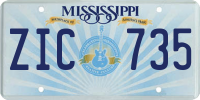 MS license plate ZIC735