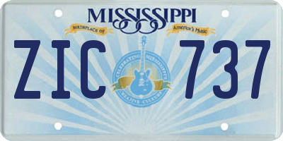 MS license plate ZIC737