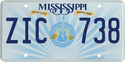 MS license plate ZIC738