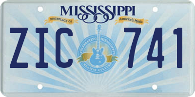 MS license plate ZIC741