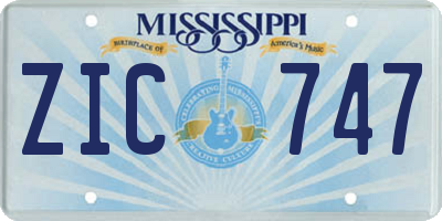 MS license plate ZIC747