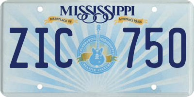 MS license plate ZIC750
