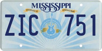 MS license plate ZIC751