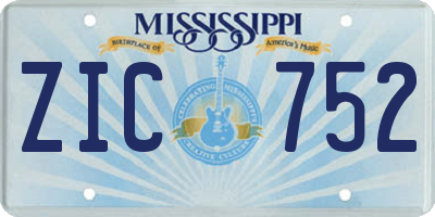 MS license plate ZIC752
