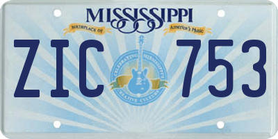 MS license plate ZIC753