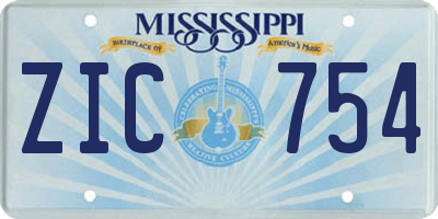 MS license plate ZIC754