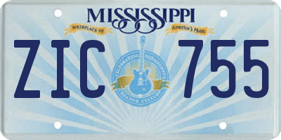 MS license plate ZIC755
