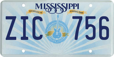MS license plate ZIC756
