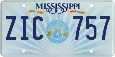MS license plate ZIC757
