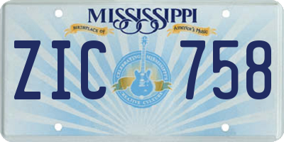 MS license plate ZIC758