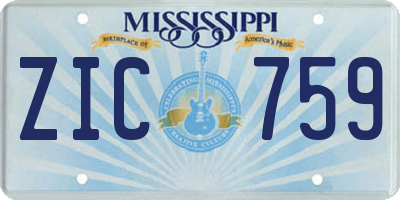 MS license plate ZIC759