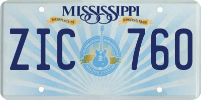 MS license plate ZIC760