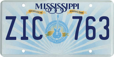 MS license plate ZIC763