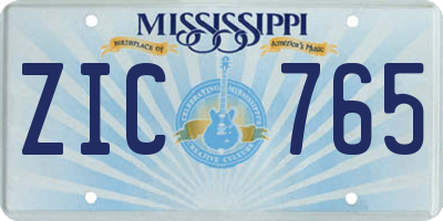 MS license plate ZIC765