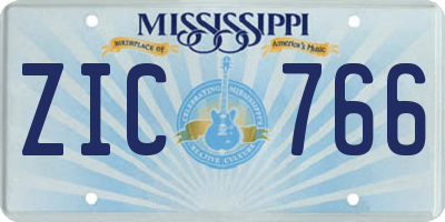 MS license plate ZIC766