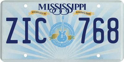 MS license plate ZIC768