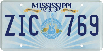 MS license plate ZIC769