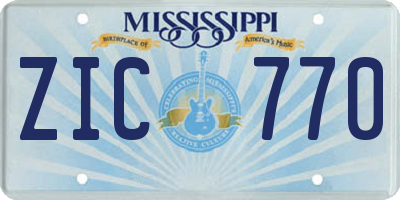 MS license plate ZIC770