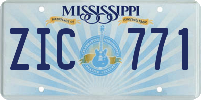 MS license plate ZIC771
