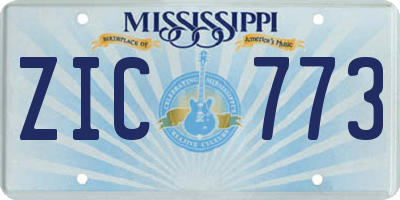MS license plate ZIC773