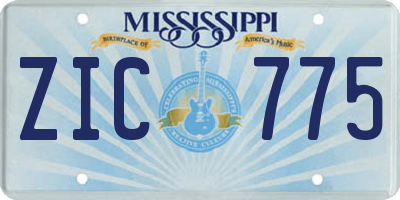 MS license plate ZIC775