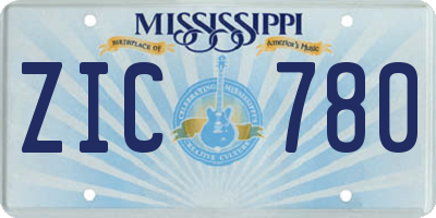 MS license plate ZIC780