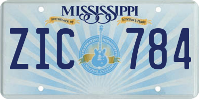 MS license plate ZIC784