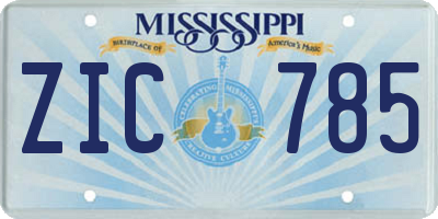 MS license plate ZIC785